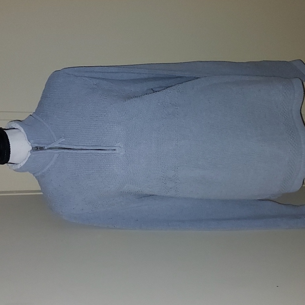 Croft & Barrow Pale Blue Sweater with Sherpa Lining Around Collar